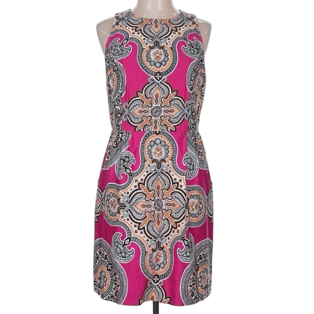 Moulinette Soeurs Geidi Paisley Sheath Dress Women's 12 Pink Medallion Print